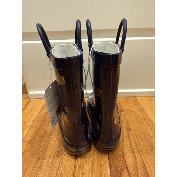 Hudson Baby Navy Blue Rain Boots With Footballs Size 10T NWT - Picture 3 of 7